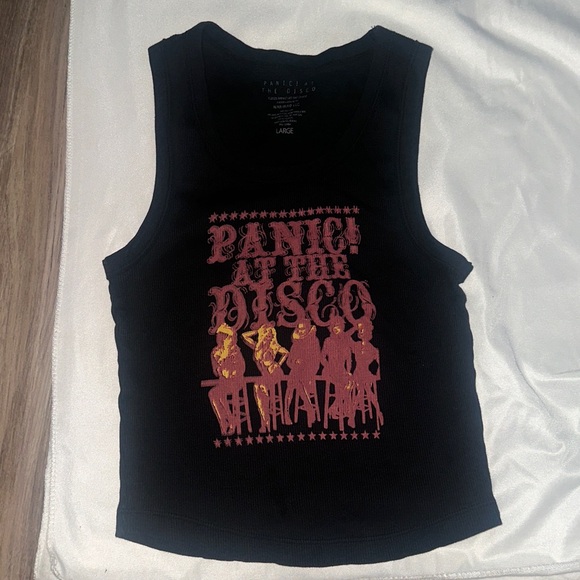 Hot Topic Tops - Hot Topic Black and Pink Panic! At The Disco Tank Top